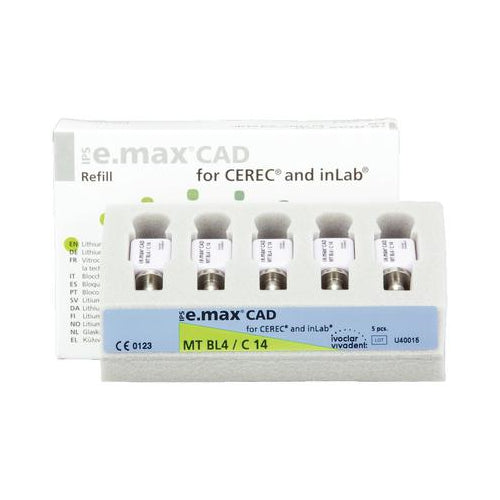 Ivoclar Vivadent 680034 IPS e.max CAD CEREC inLab Blocks MT BL4 C14 5/Pk Ivoclar Vivadent 680034 IPS e.max CAD CEREC inLab Blocks MT BL4 C14 5/Pk